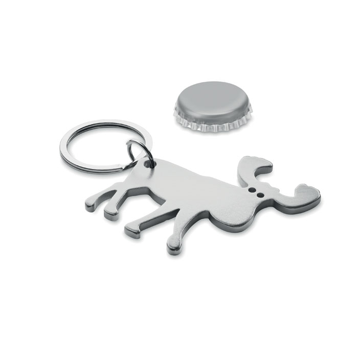 Porte-clés décapsuleur publicitaire alu recyclé Bottle Popper Argent mat